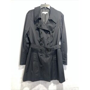 New York & Company Women's Belted Trench Coat, Black, Size XL